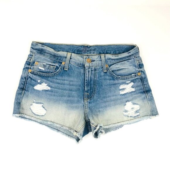 7 For All Mankind Distressed Shorts Size 24 - Picture 1 of 9